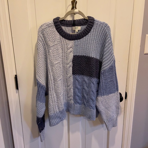 aerie | Sweaters | Aerie Patchwork Crew Sweater Nwot Xxl | Poshmark